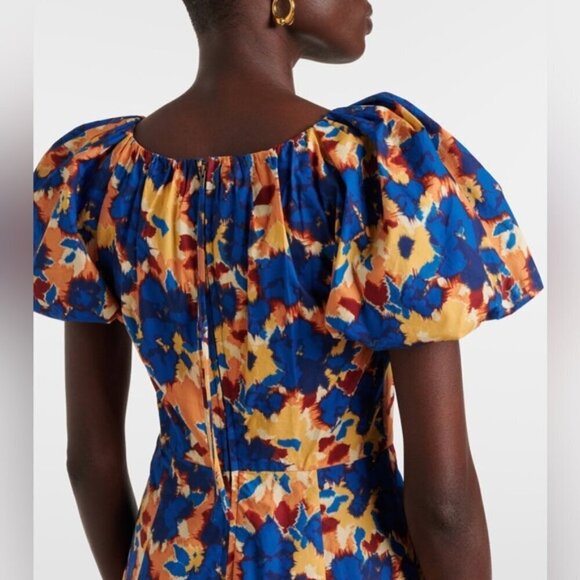 NEW Ulla Johnson Imara Blue Floral Cotton Short Sleeve Midi Dress | size 2 - Picture 9 of 16